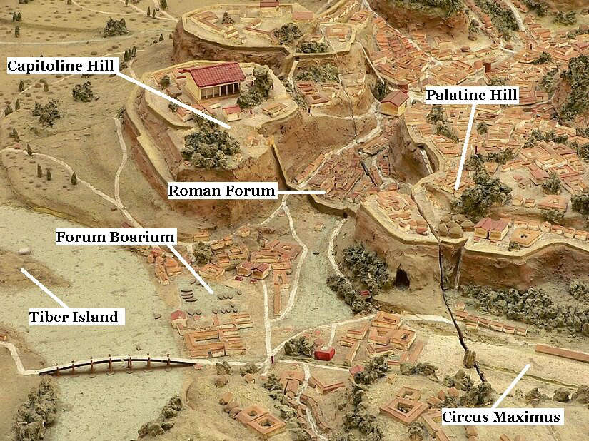Modello dell'antica Roma con il Colle Palatino